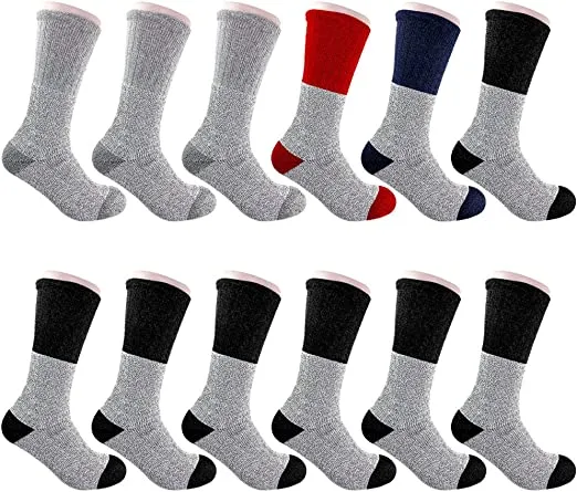 12 Pairs pack Men's Ultra Warm Thermal Winter Socks Thick Boot Socks , Size 10-15