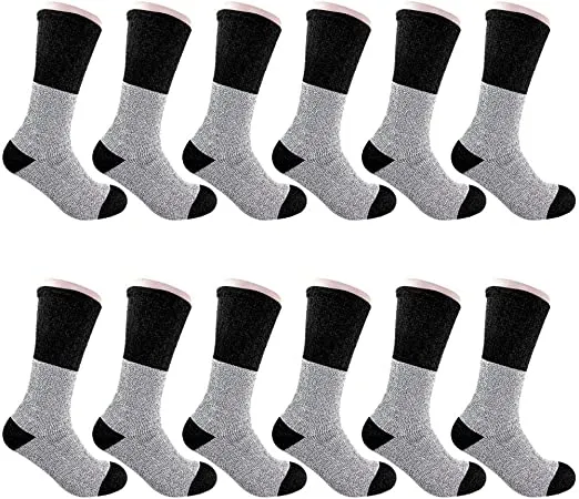 12 Pairs pack Men's Ultra Warm Thermal Winter Socks Thick Boot Socks , Size 10-15