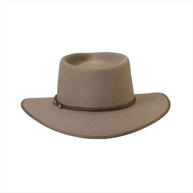 Akubra Cattleman Pure Fur Felt Wide Brim Fedora Bran 53cm Last one