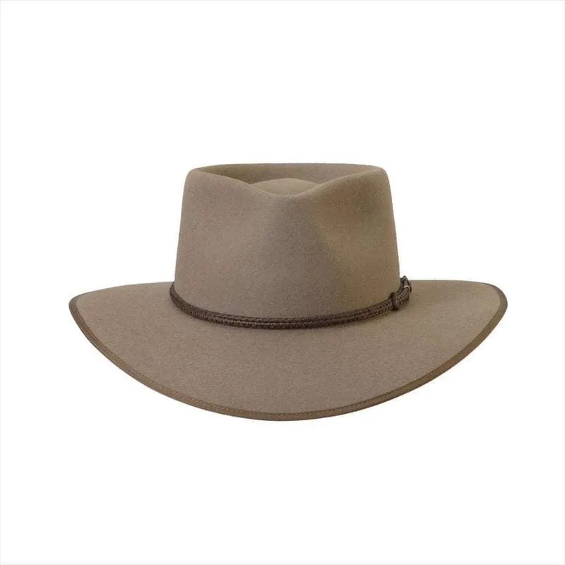 Akubra Cattleman Pure Fur Felt Wide Brim Fedora Bran 53cm Last one