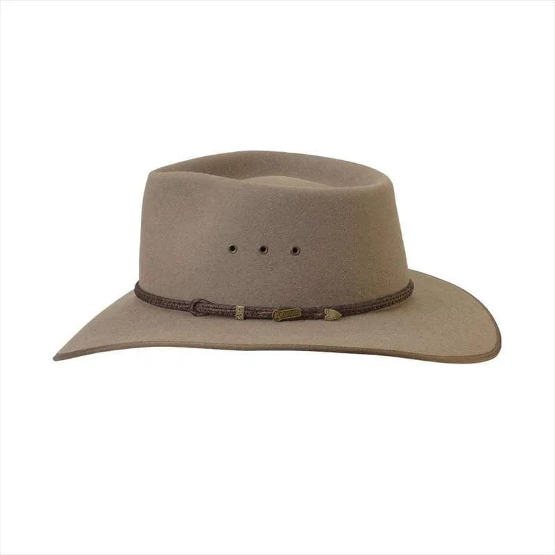 Akubra Cattleman Pure Fur Felt Wide Brim Fedora Bran 53cm Last one