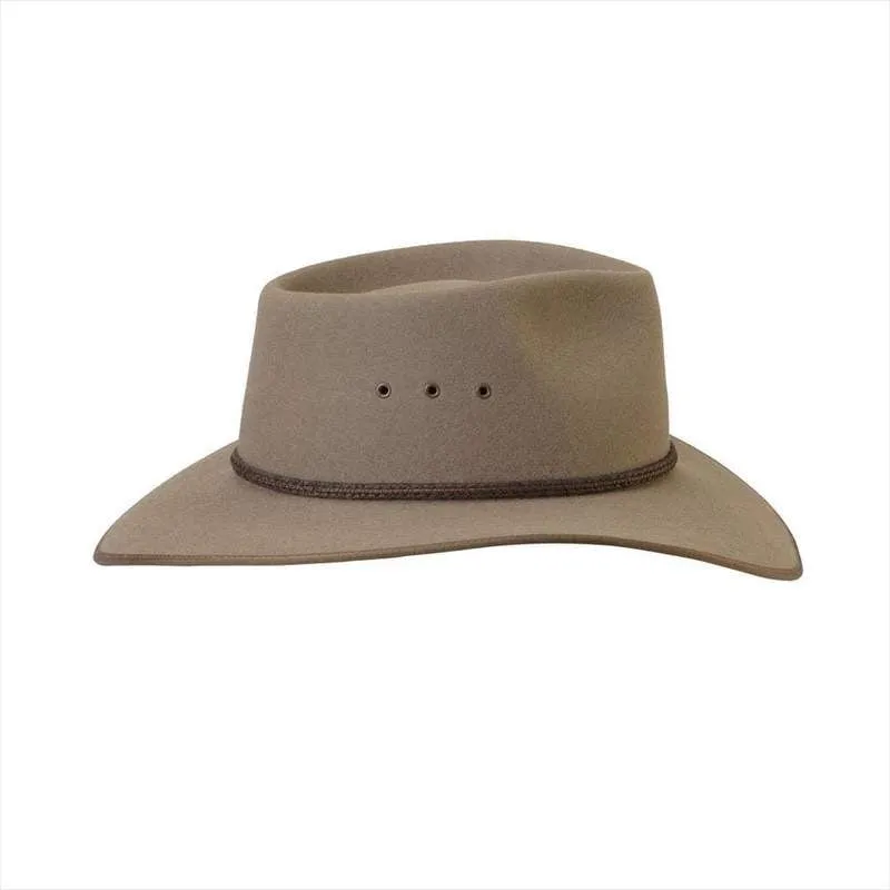 Akubra Cattleman Pure Fur Felt Wide Brim Fedora Bran 53cm Last one