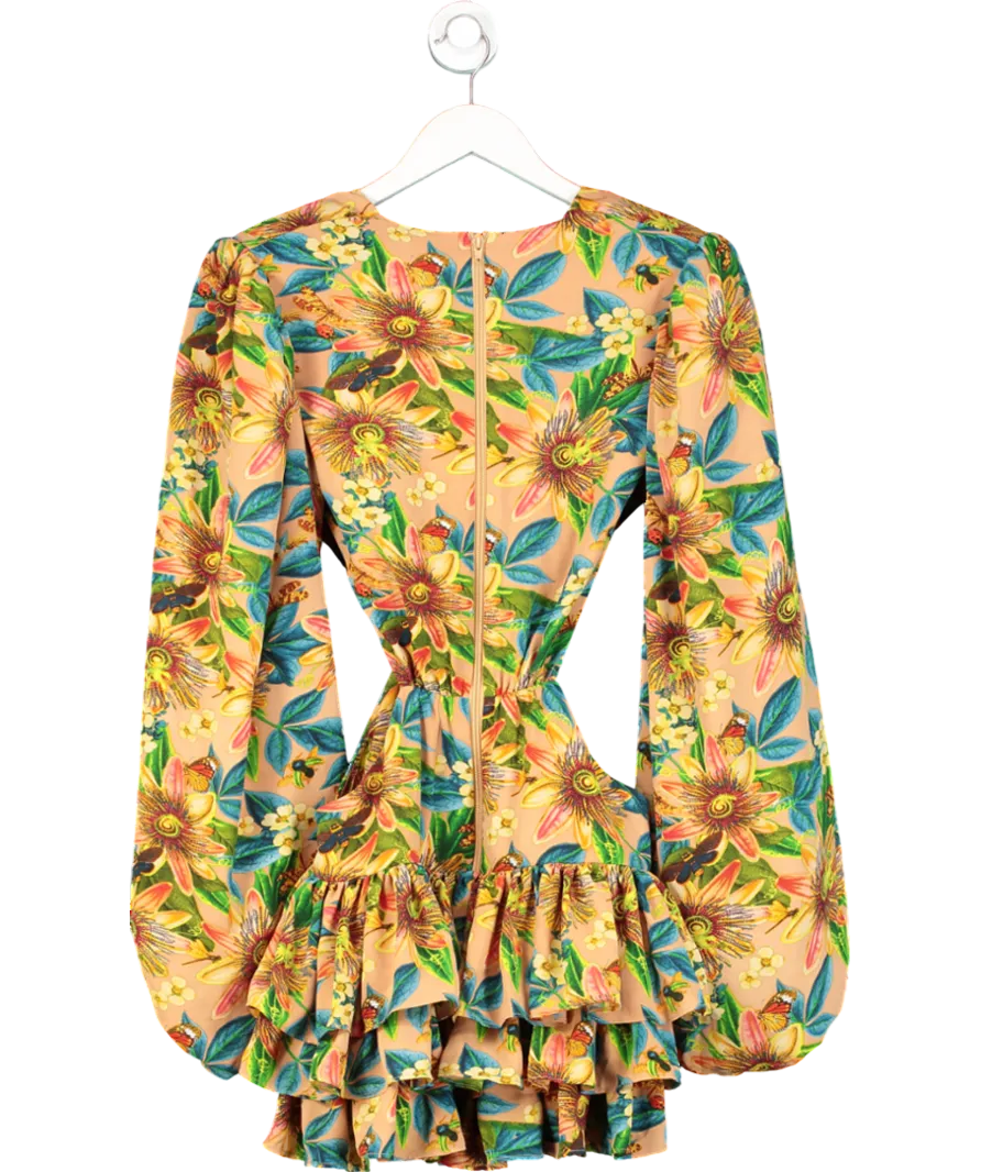 Bronx and Banco Multicoloured Floral Print Ruffle Tiered Mini Dress UK M