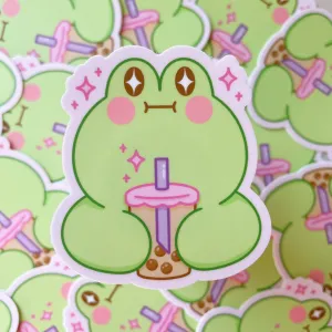 Matcha the Frog Boba Sparkles Vinyl Sticker
