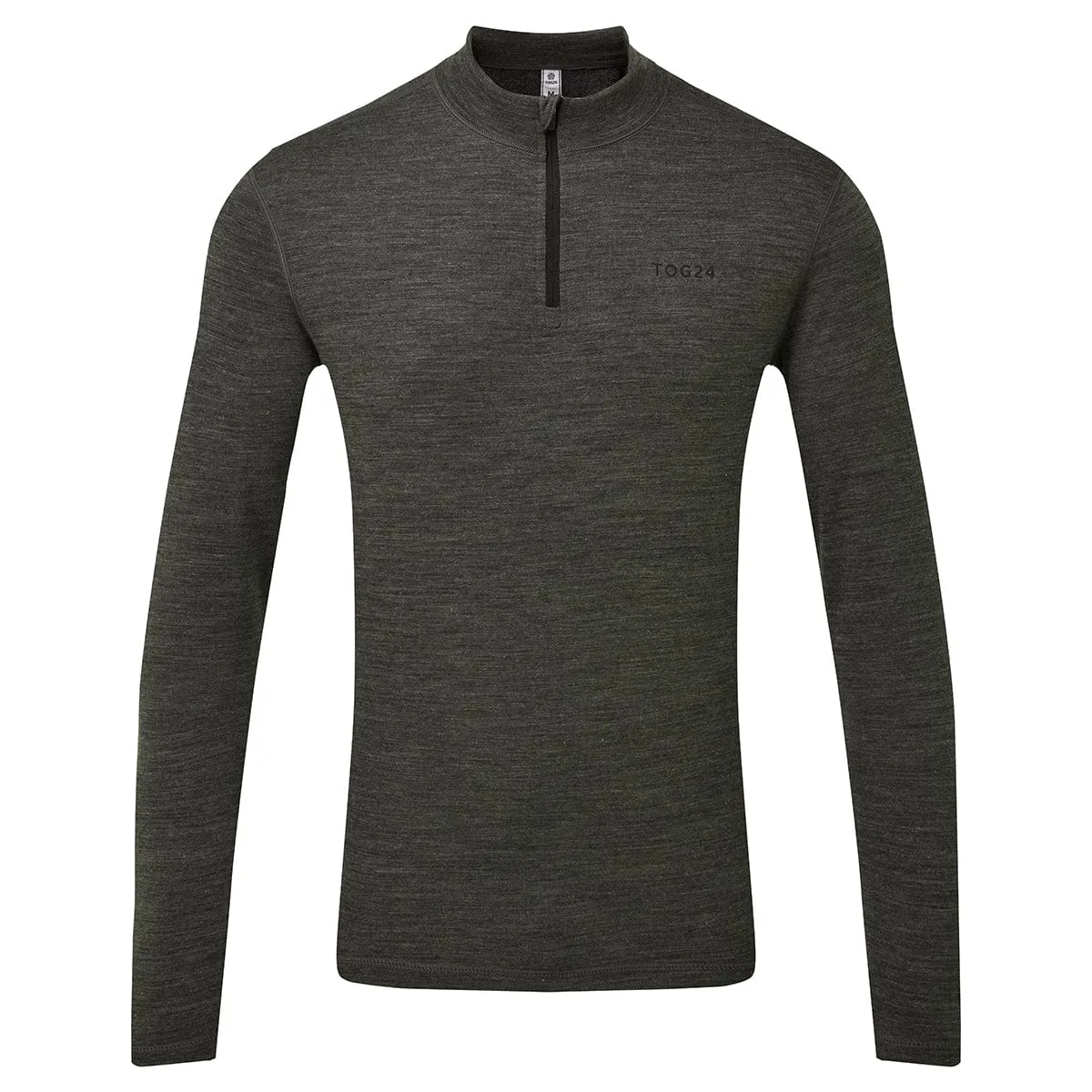 Nevis Mens Merino Base Layer Zip Neck - Grey Marl