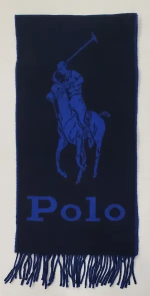 NWOT  Polo Ralph Lauren Navy/Royal Wool Blend Big Pony Scarf