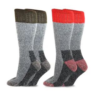 TeeHee Socks Women's Thermal Wool Crew Brown/Red 2-Pack (51078)