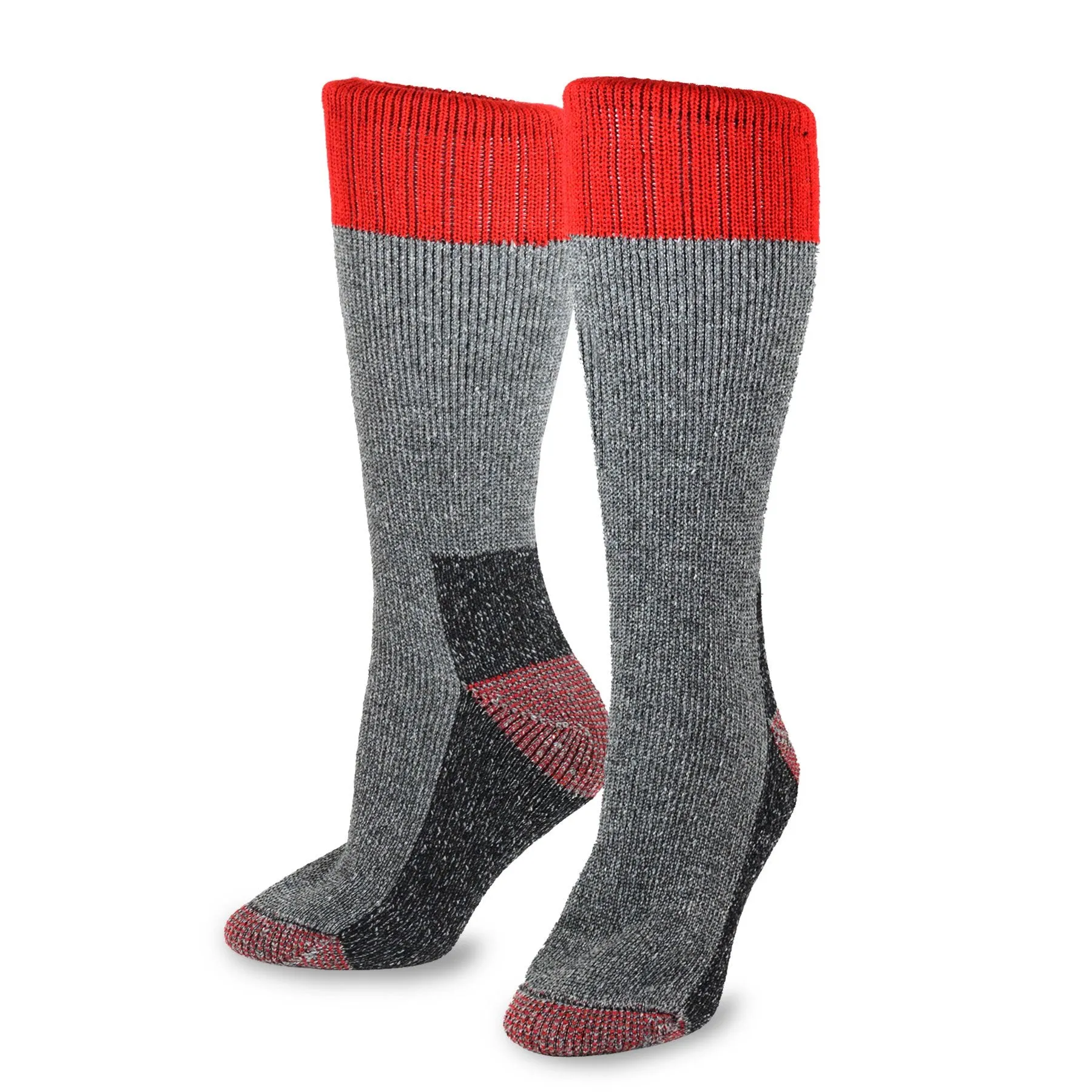 TeeHee Socks Women's Thermal Wool Crew Brown/Red 2-Pack (51078)